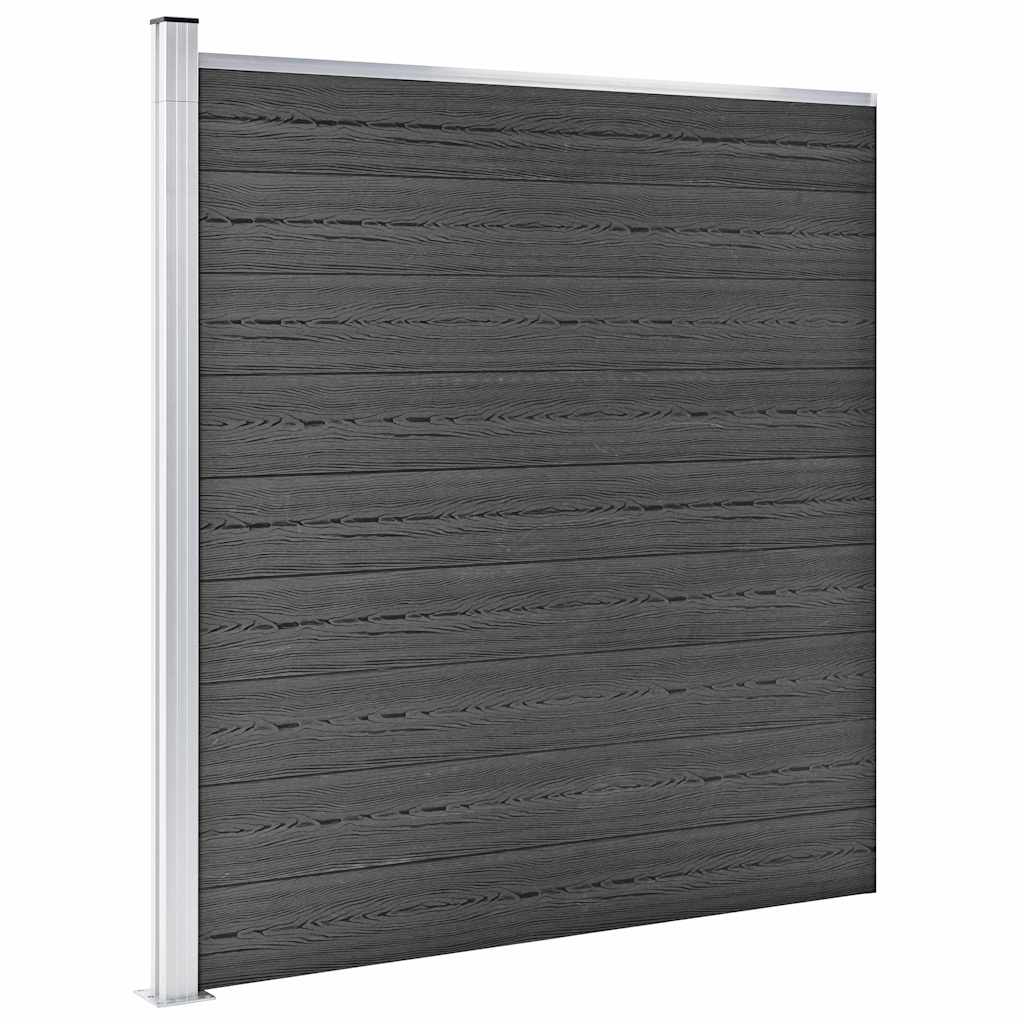 Zaunelement Set WPC 1138x(105-186) cm Schwarz