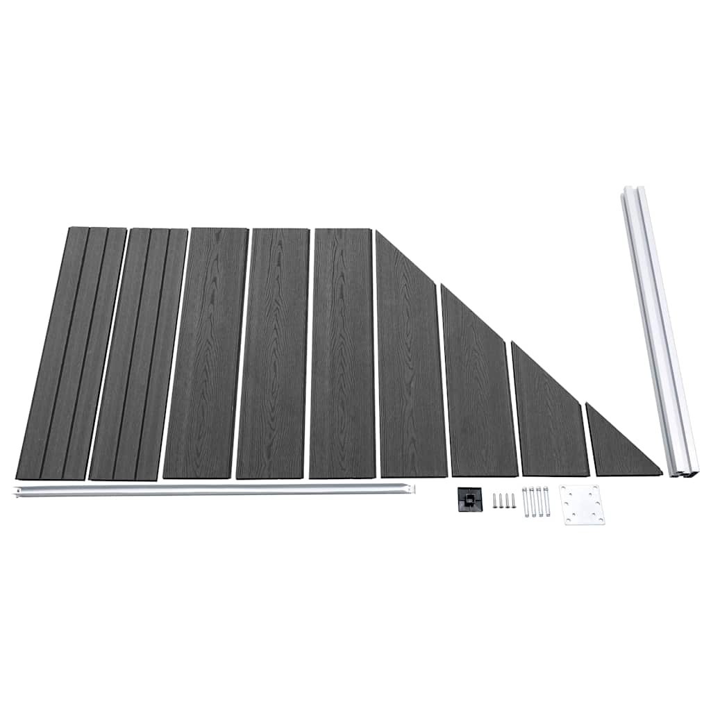 Zaunelement Set WPC 1138x(105-186) cm Schwarz