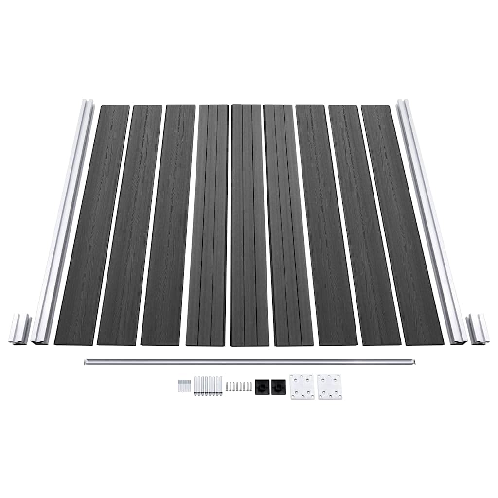 Zaunelement Set WPC 1138x(105-186) cm Schwarz