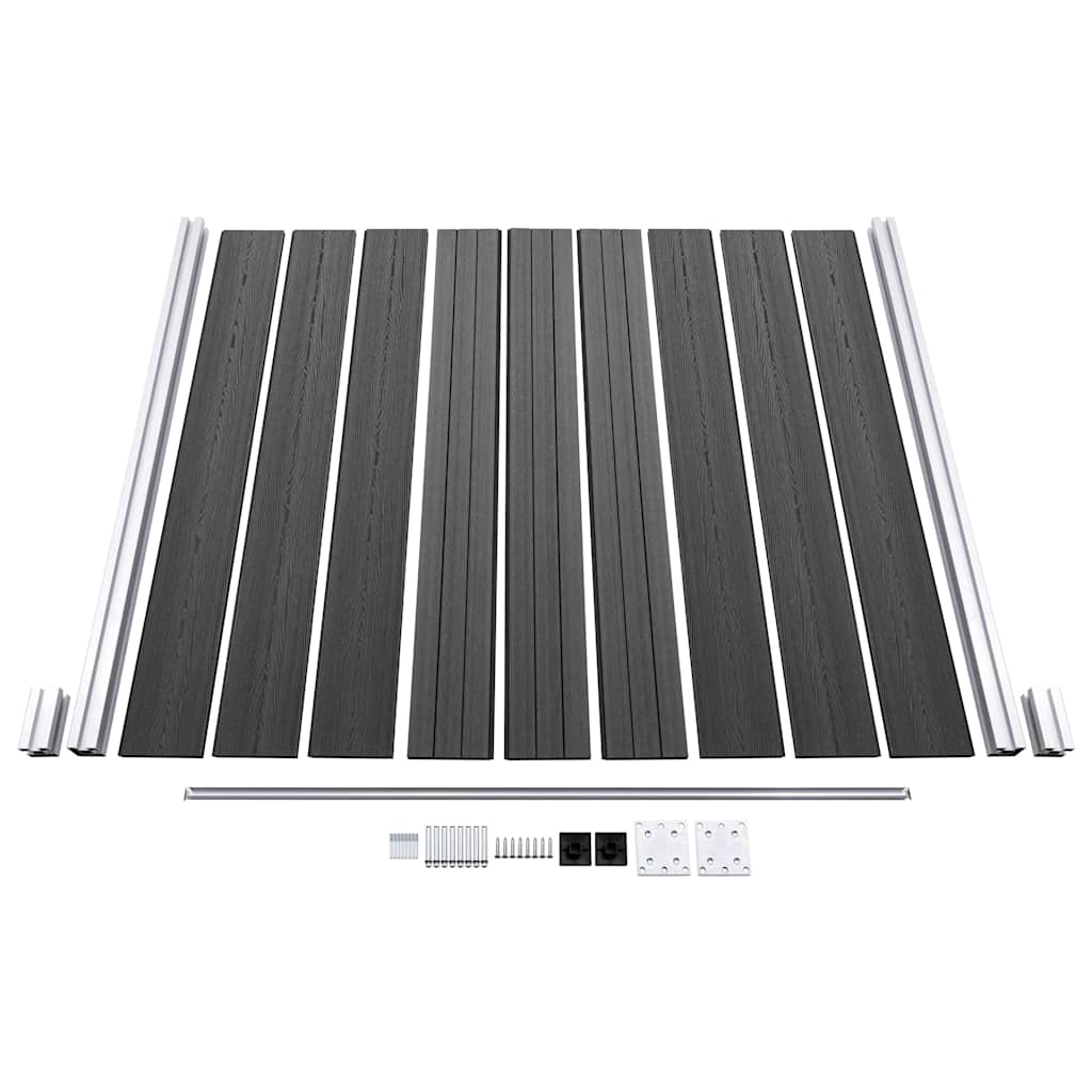 Zaunelement Set WPC 1138x(105-186) cm Schwarz