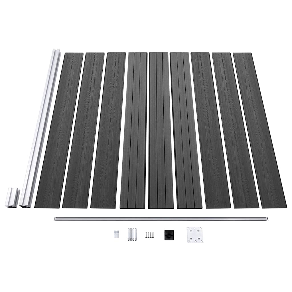 Zaunelement Set WPC 1138x(105-186) cm Schwarz