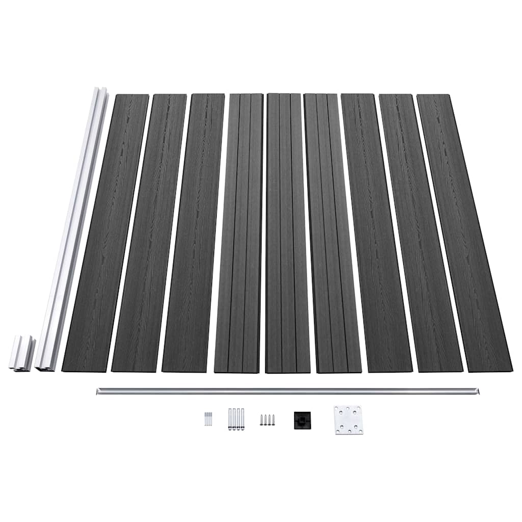 Zaunelement Set WPC 1138x(105-186) cm Schwarz