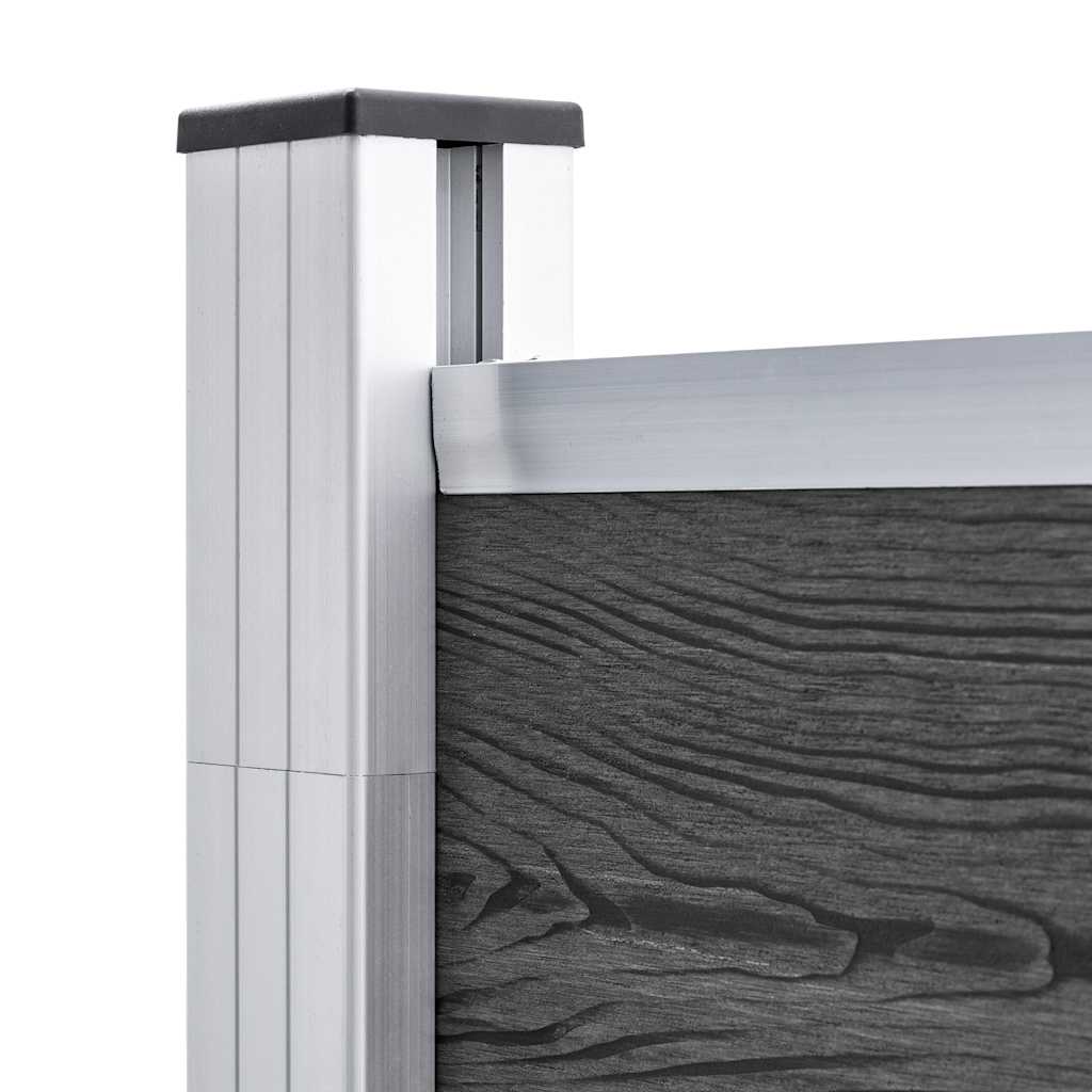Zaunelement Set WPC 1138x(105-186) cm Schwarz