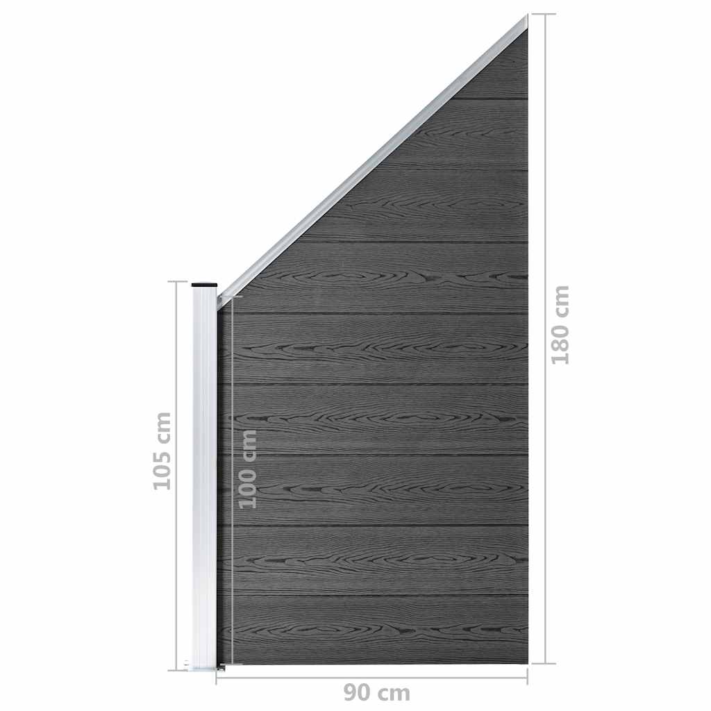 Zaunelement Set WPC 1311x(105-186) cm Schwarz