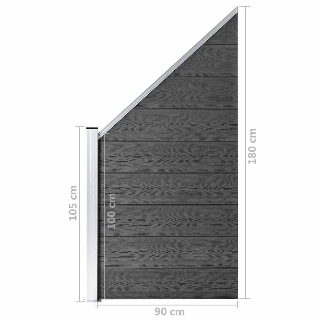 Zaunelement Set WPC 1484x(105-186) cm Schwarz