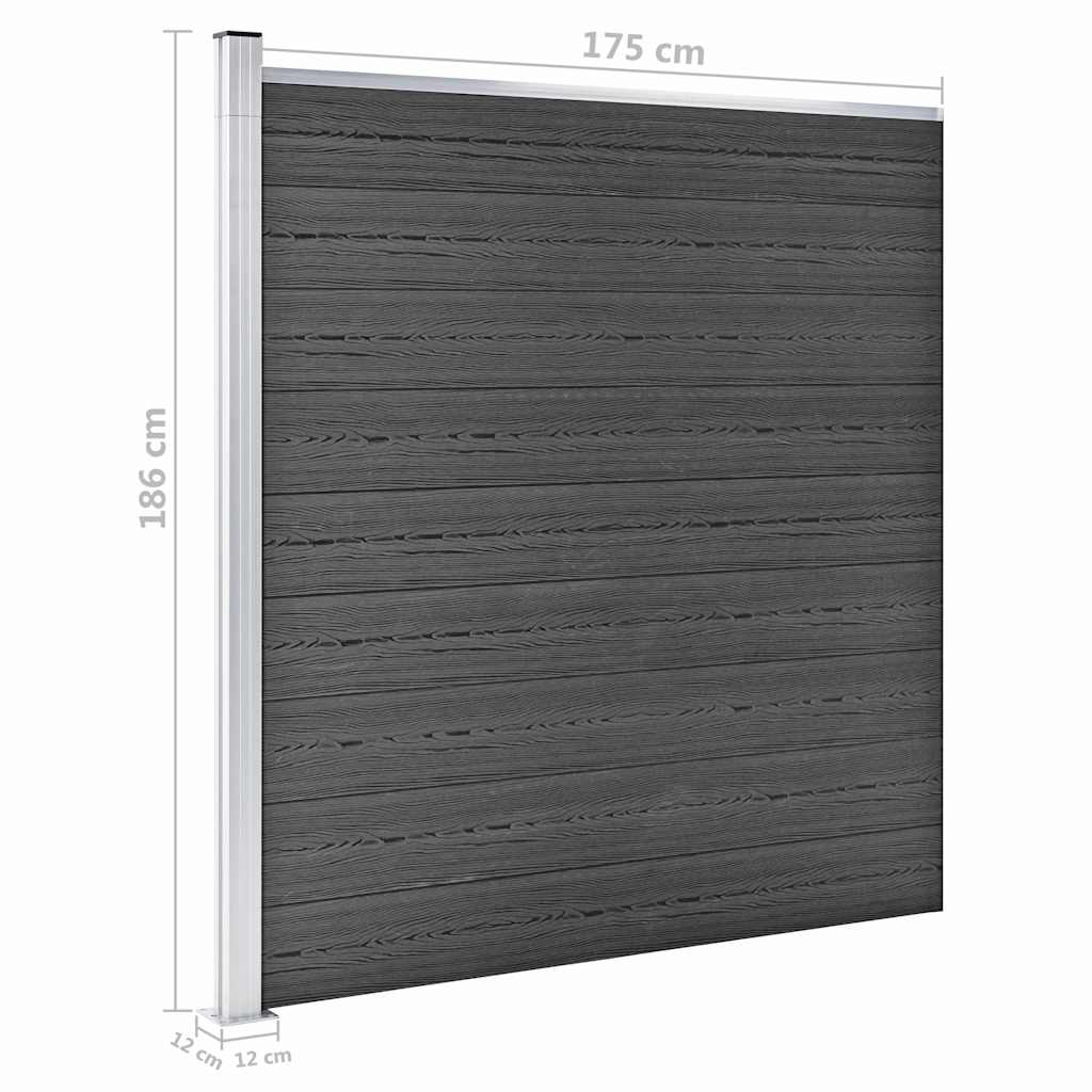 Zaunelement Set WPC 1484x(105-186) cm Schwarz
