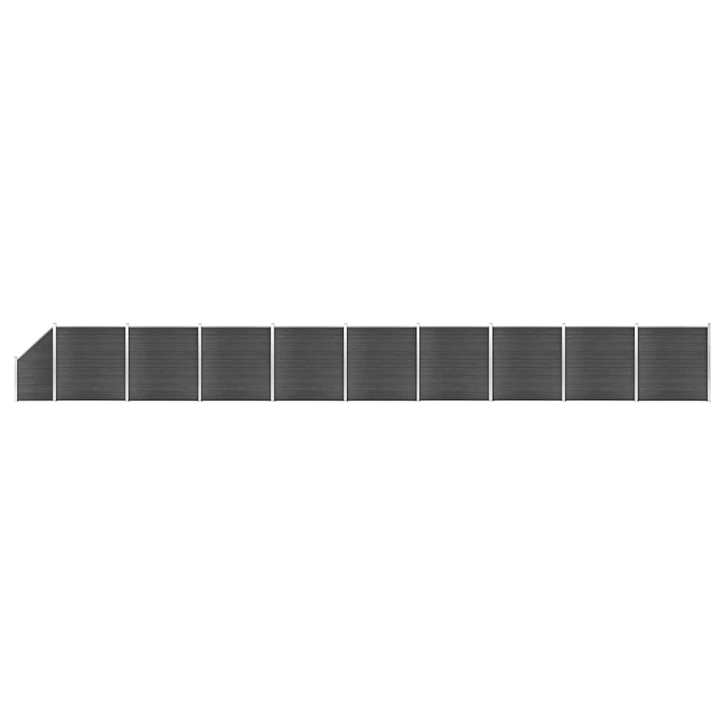 Zaunelement Set WPC 1657x(105-186) cm Schwarz