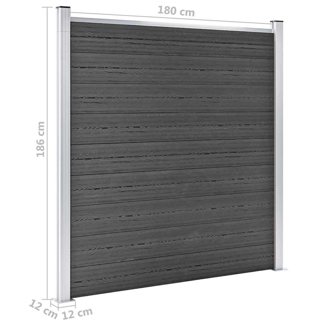 Zaunelement Set WPC 1657x(105-186) cm Schwarz