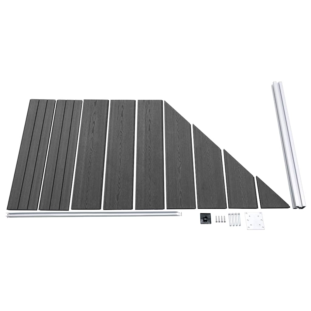 Zaunelement Set WPC 1657x(105-186) cm Schwarz
