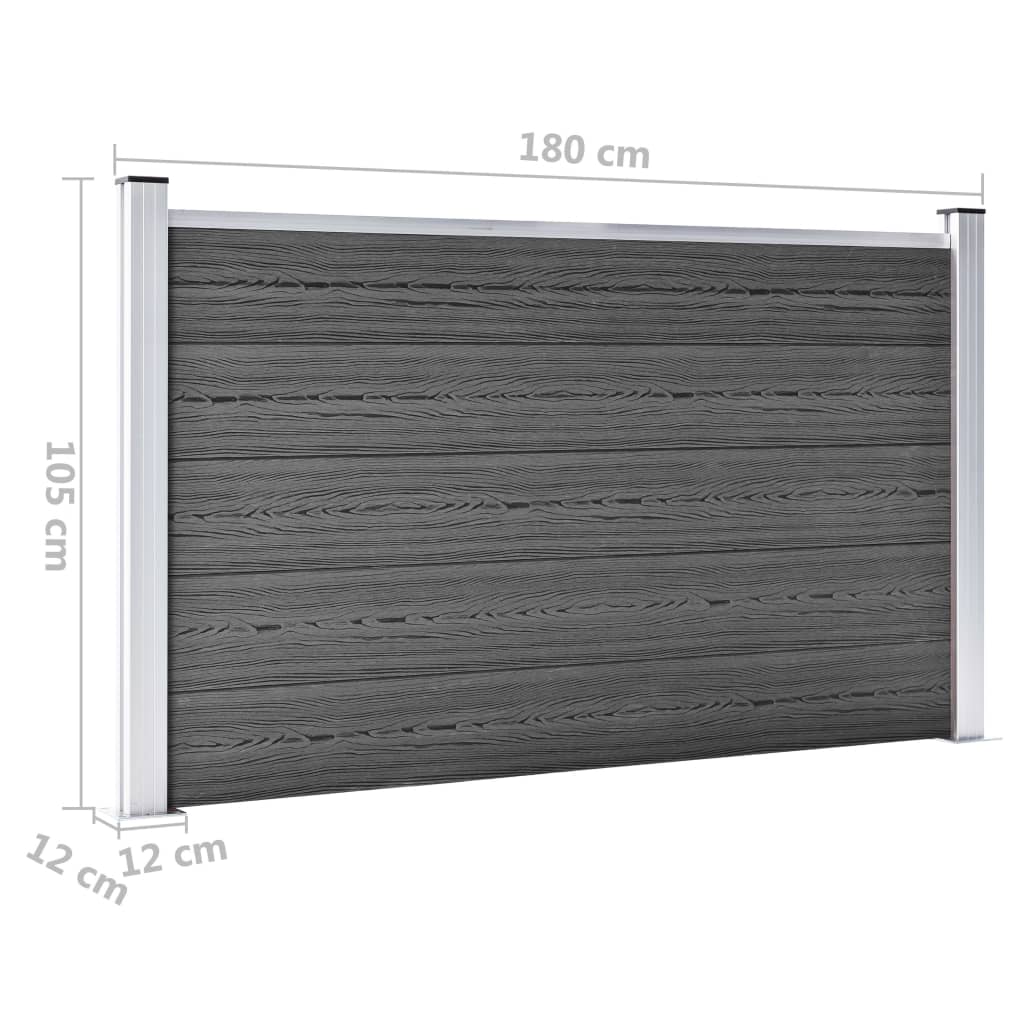 Zaunelement Set WPC 353x105 cm Schwarz