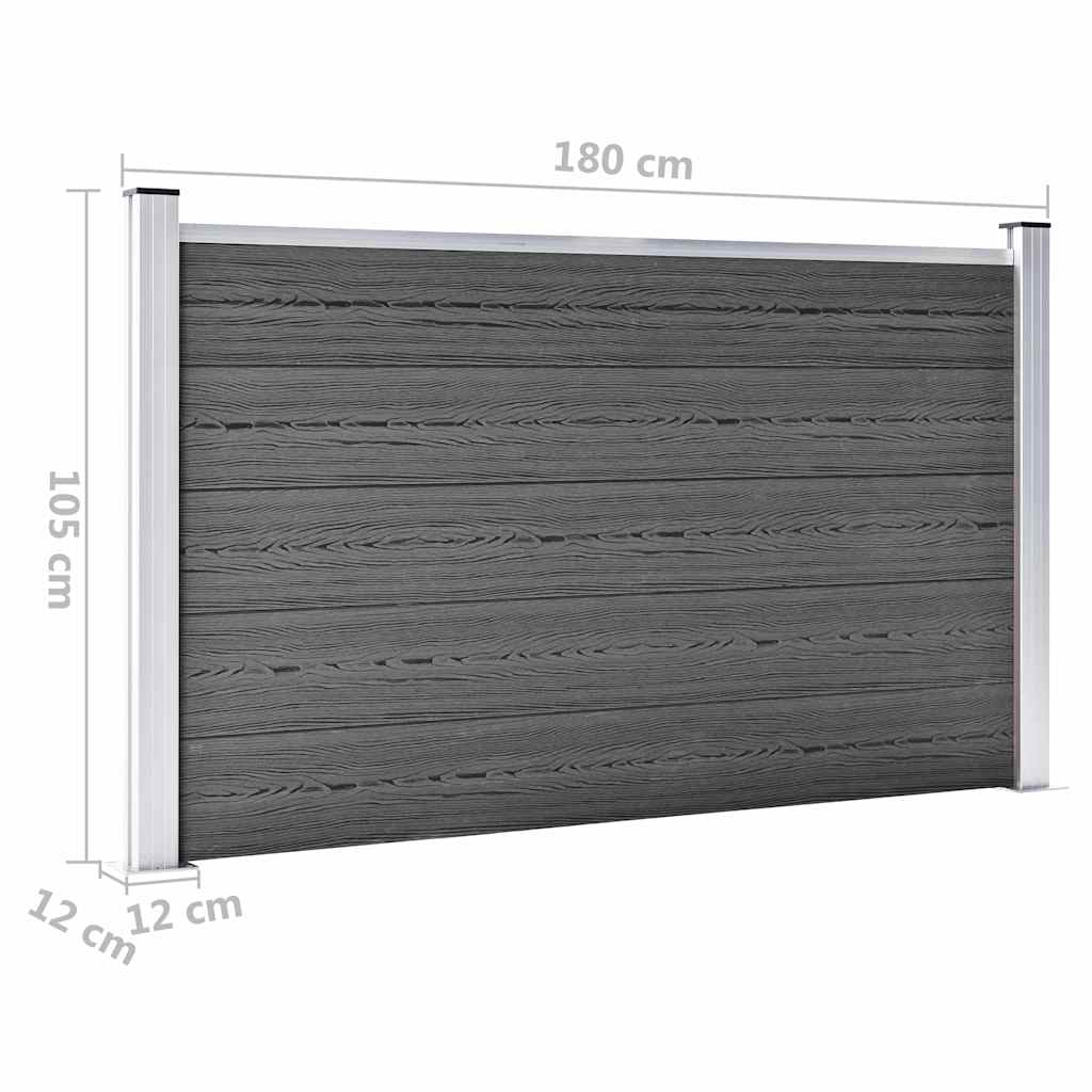 Zaunelement Set WPC 526x105 cm Schwarz