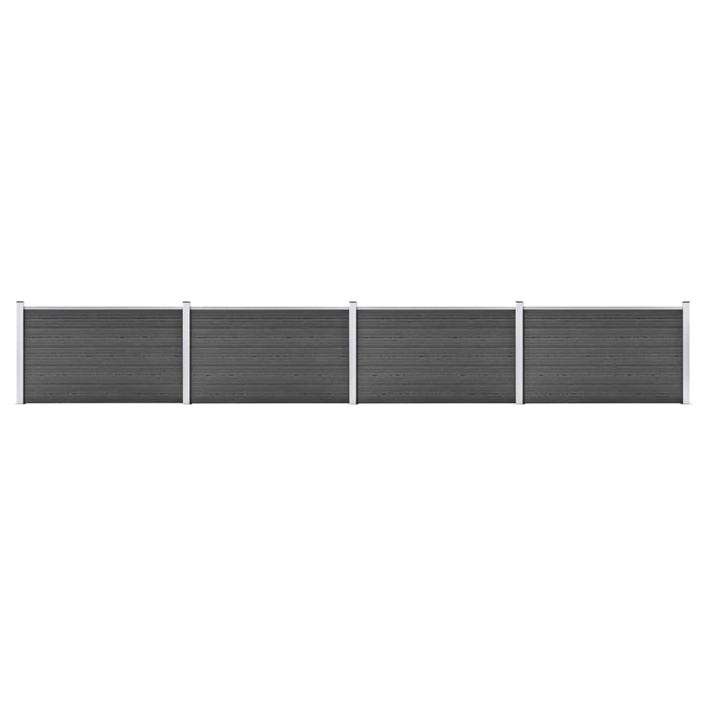 Zaunelement Set WPC 699x105 cm Schwarz
