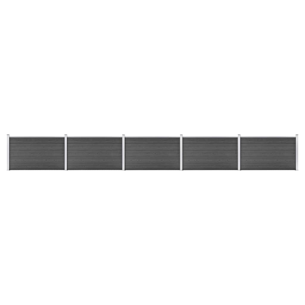 Zaunelement Set WPC 872x105 cm Schwarz