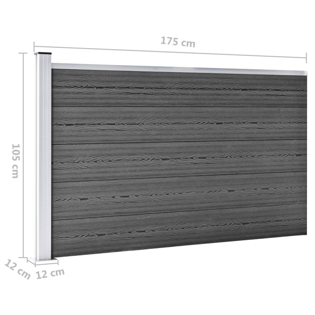 Zaunelement Set WPC 872x105 cm Schwarz