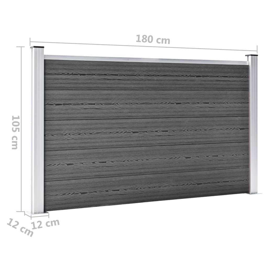 Zaunelement Set WPC 872x105 cm Schwarz