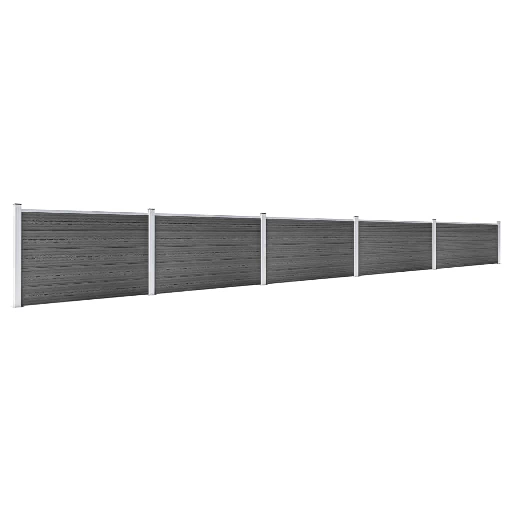 Zaunelement Set WPC 872x105 cm Schwarz