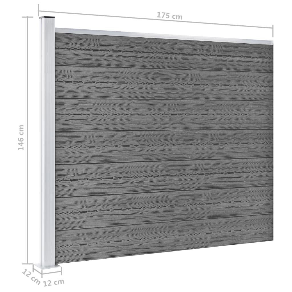 Zaunelement Set WPC 353x146 cm Grau