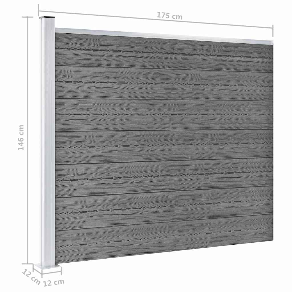 Zaunelement Set WPC 353x146 cm Grau