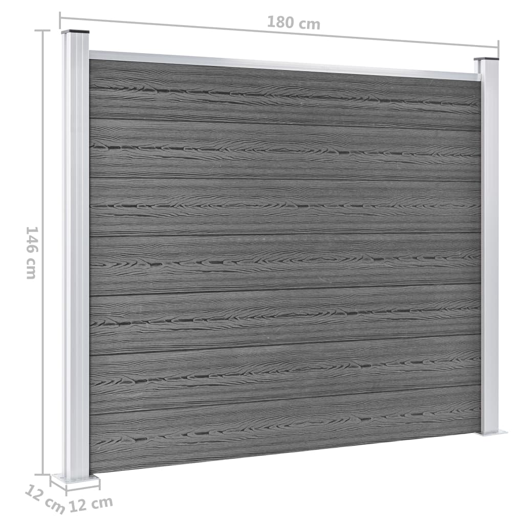 Zaunelement Set WPC 353x146 cm Grau