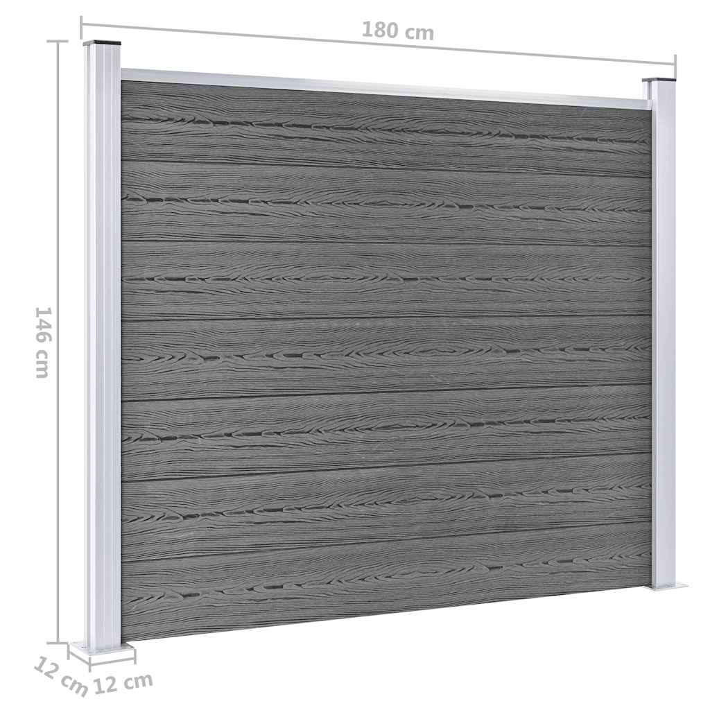 Zaunelement Set WPC 353x146 cm Grau