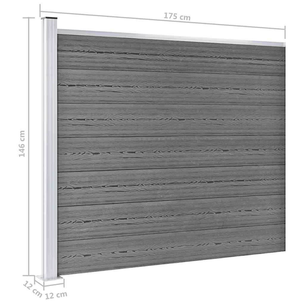 Zaunelement Set WPC 526x146 cm Grau
