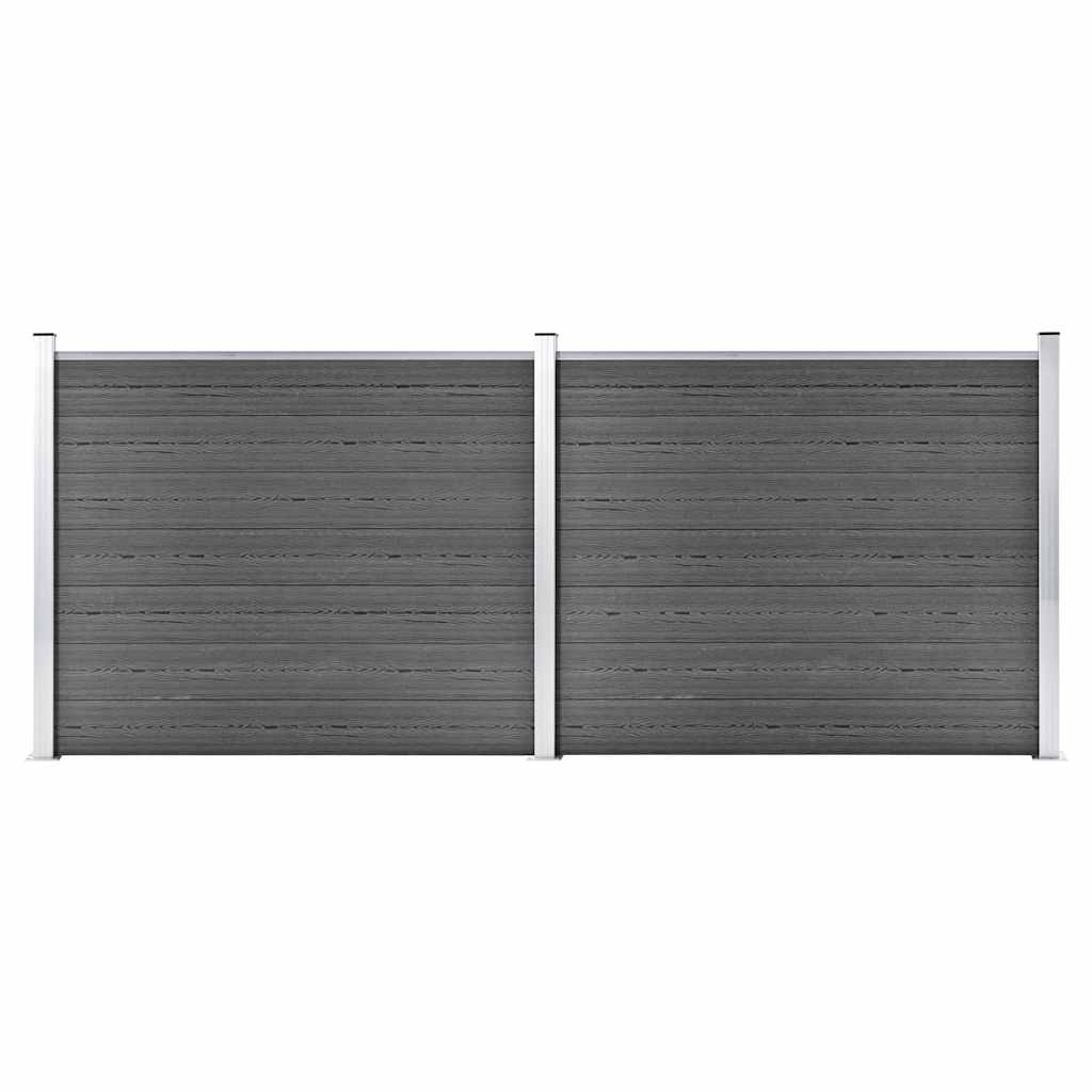 Zaunelement Set WPC 353x146 cm Schwarz