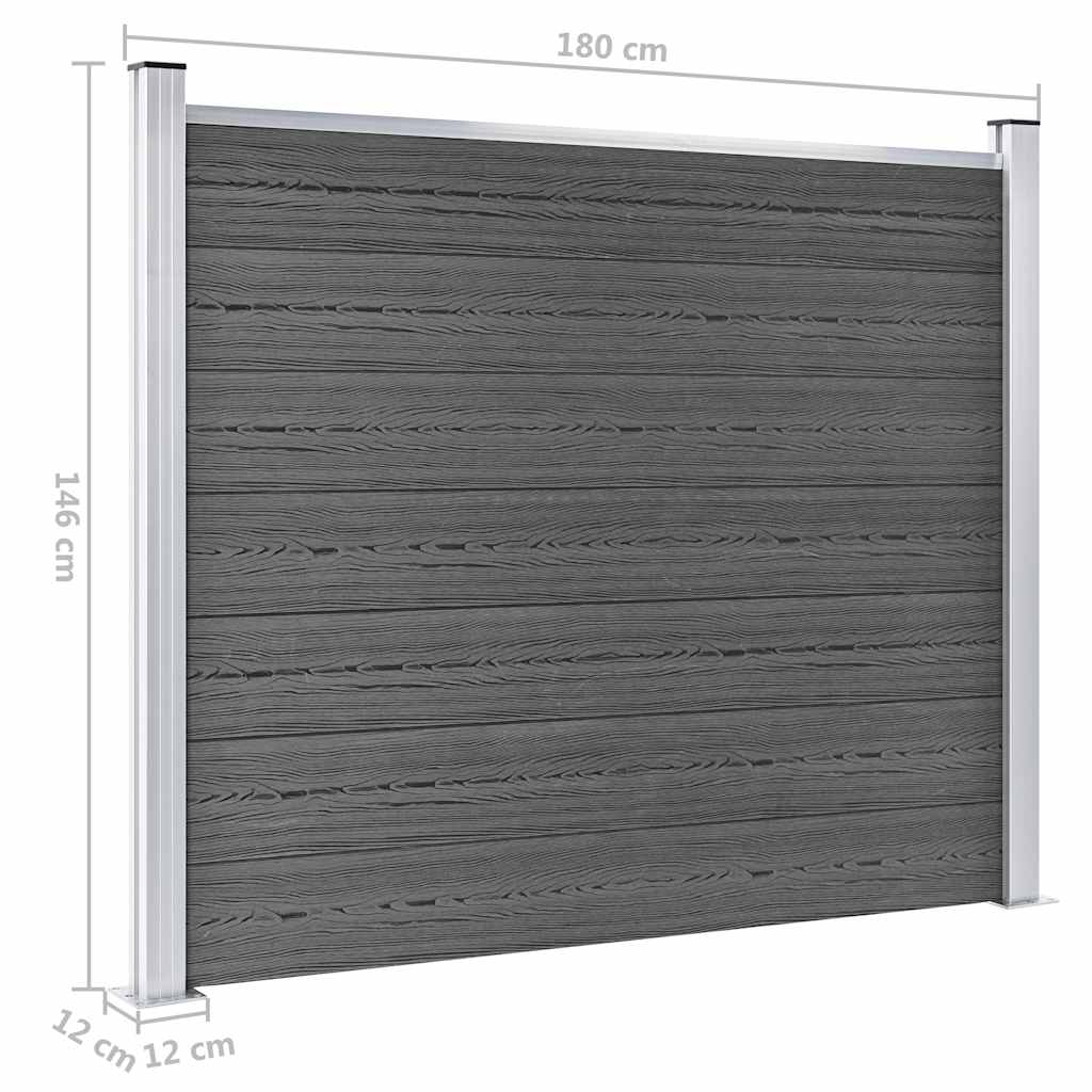 Zaunelement Set WPC 353x146 cm Schwarz