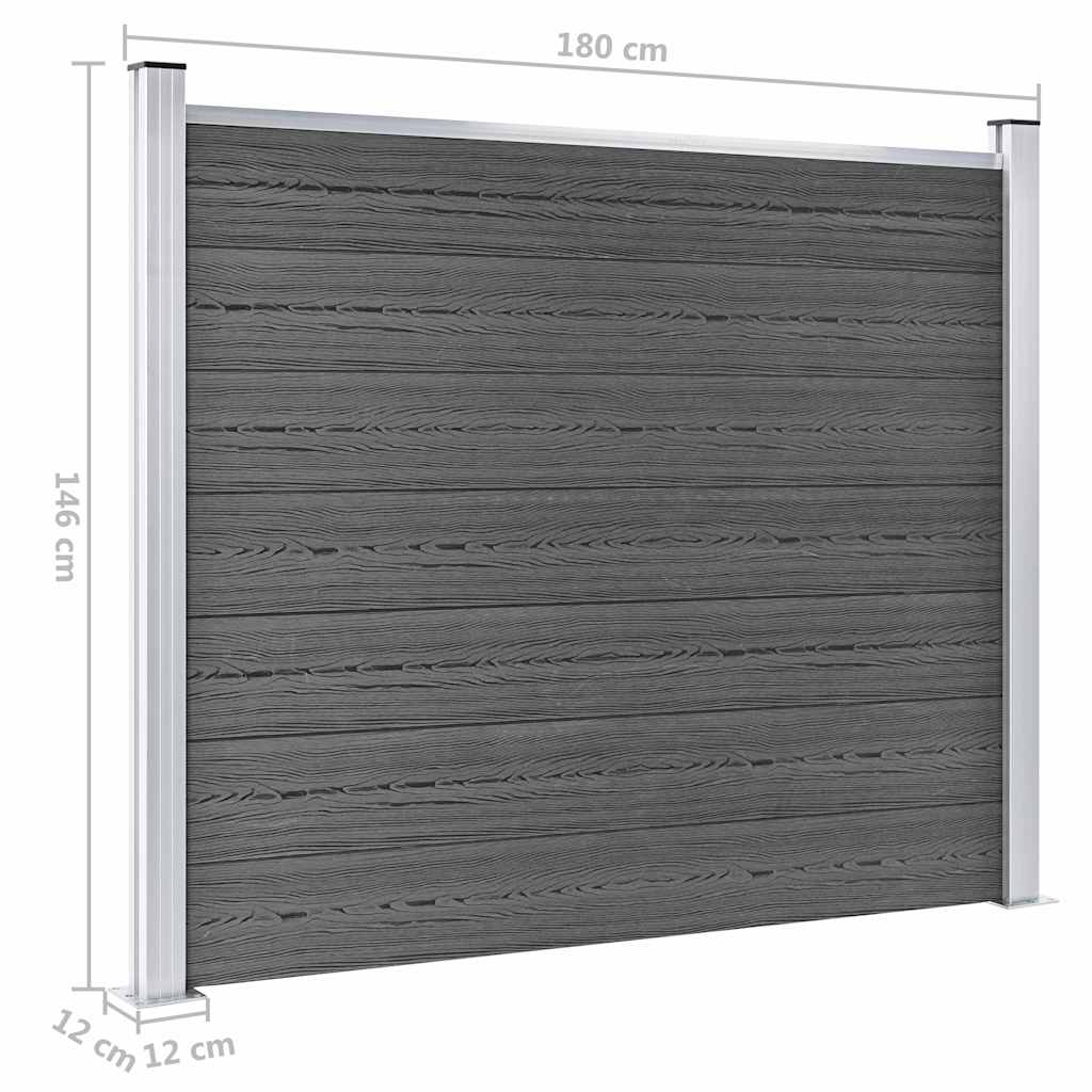 Zaunelement Set WPC 353x146 cm Schwarz