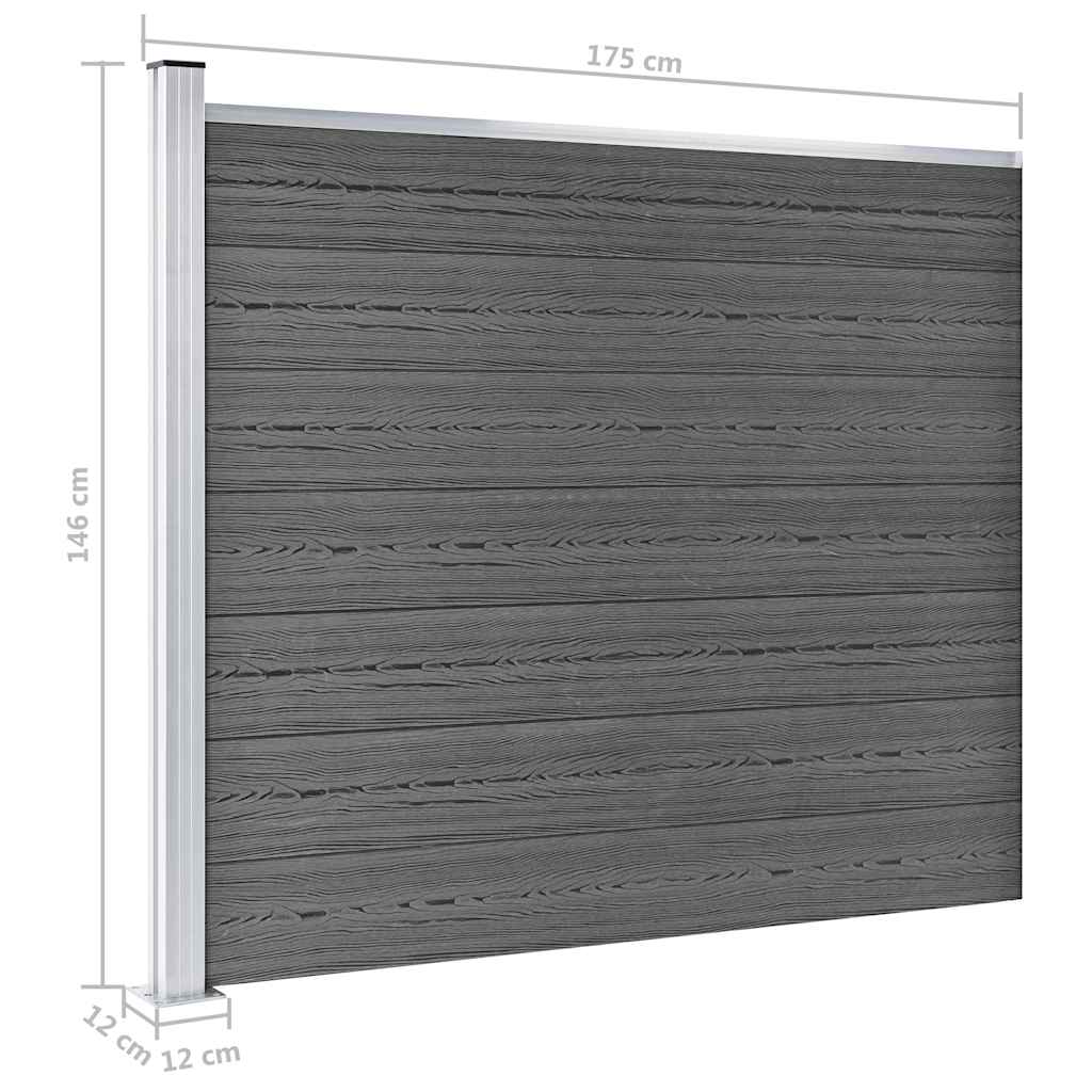 Zaunelement Set WPC 353x146 cm Schwarz