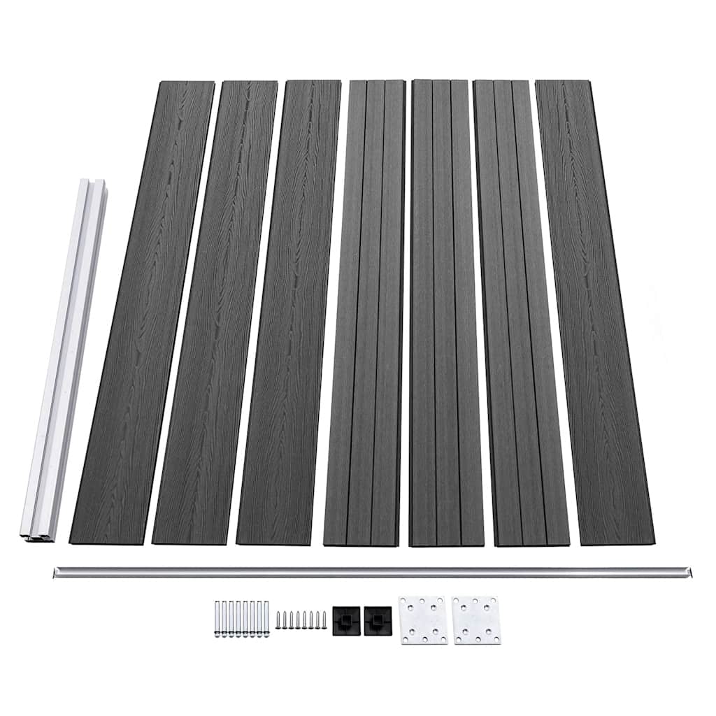 Zaunelement Set WPC 353x146 cm Schwarz
