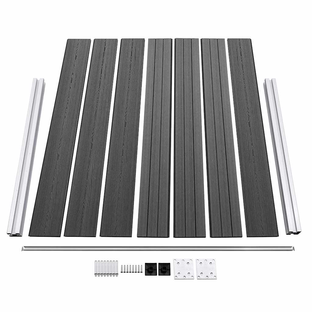 Zaunelement Set WPC 353x146 cm Schwarz
