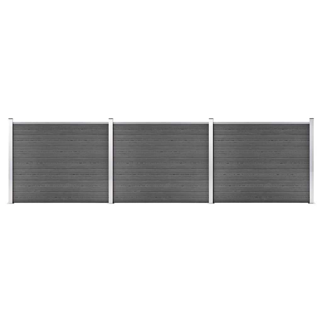 Zaunelement Set WPC 526x146 cm Schwarz