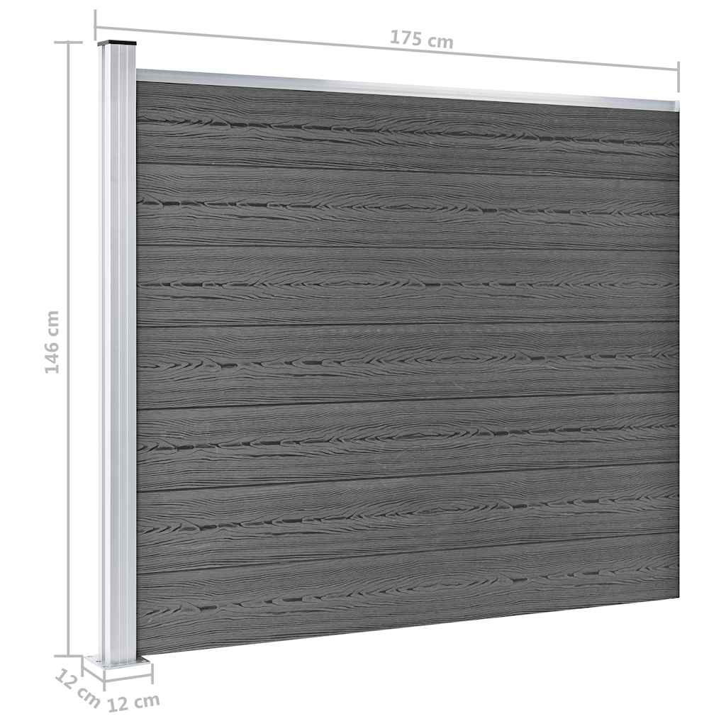 Zaunelement Set WPC 526x146 cm Schwarz