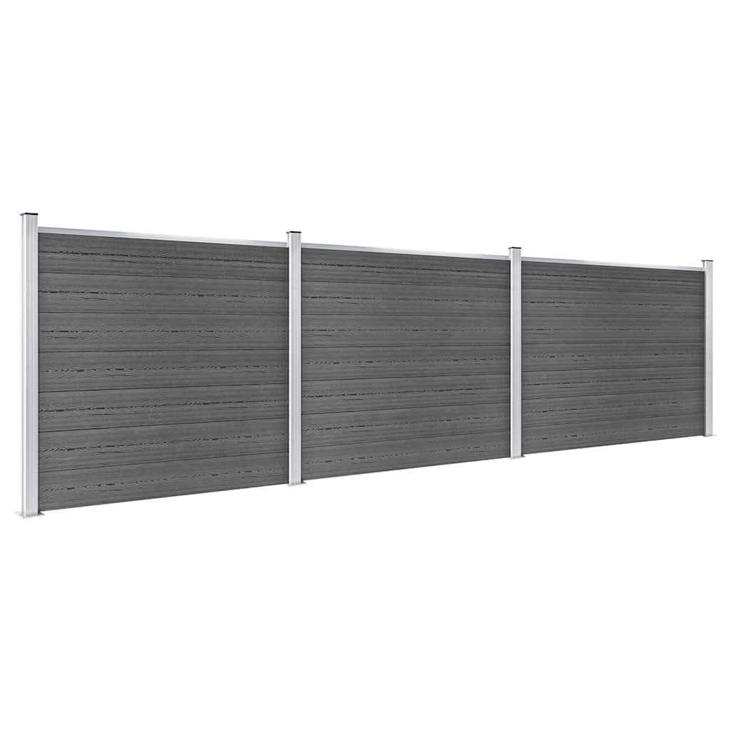 Zaunelement Set WPC 526x146 cm Schwarz