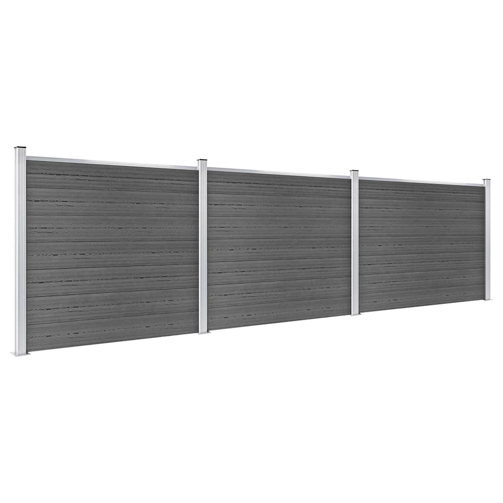 Zaunelement Set WPC 526x146 cm Schwarz