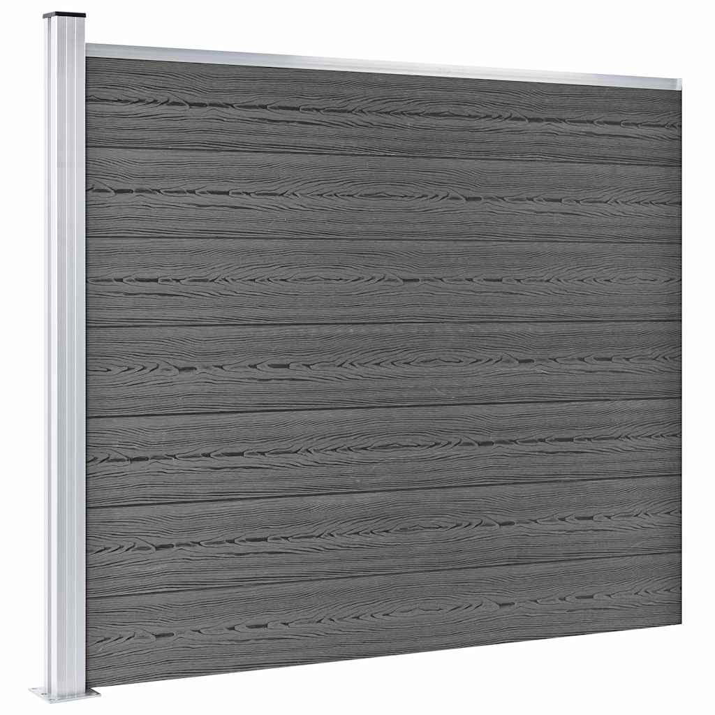 Zaunelement Set WPC 526x146 cm Schwarz