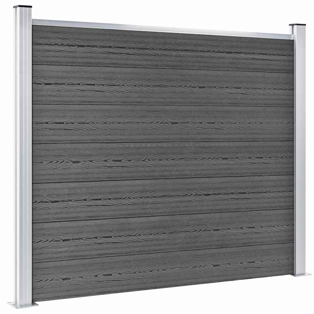 Zaunelement Set WPC 526x146 cm Schwarz