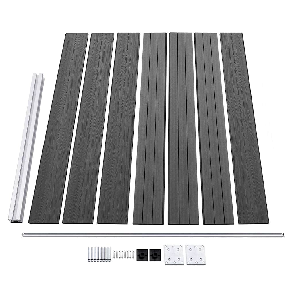 Zaunelement Set WPC 526x146 cm Schwarz