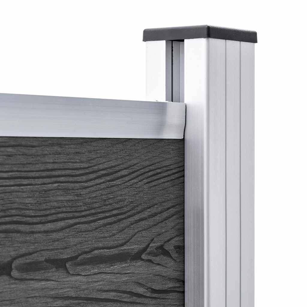 Zaunelement Set WPC 526x146 cm Schwarz