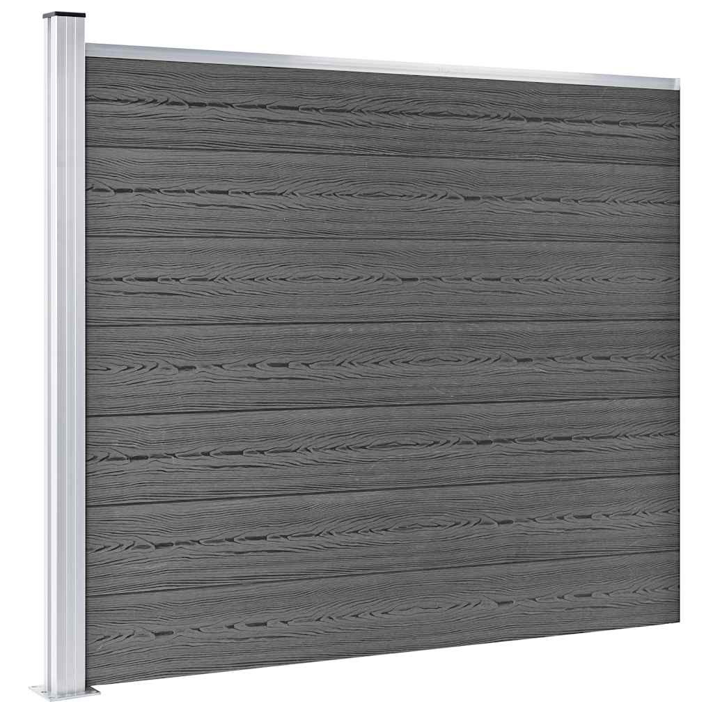 Zaunelement Set WPC 699x146 cm Schwarz