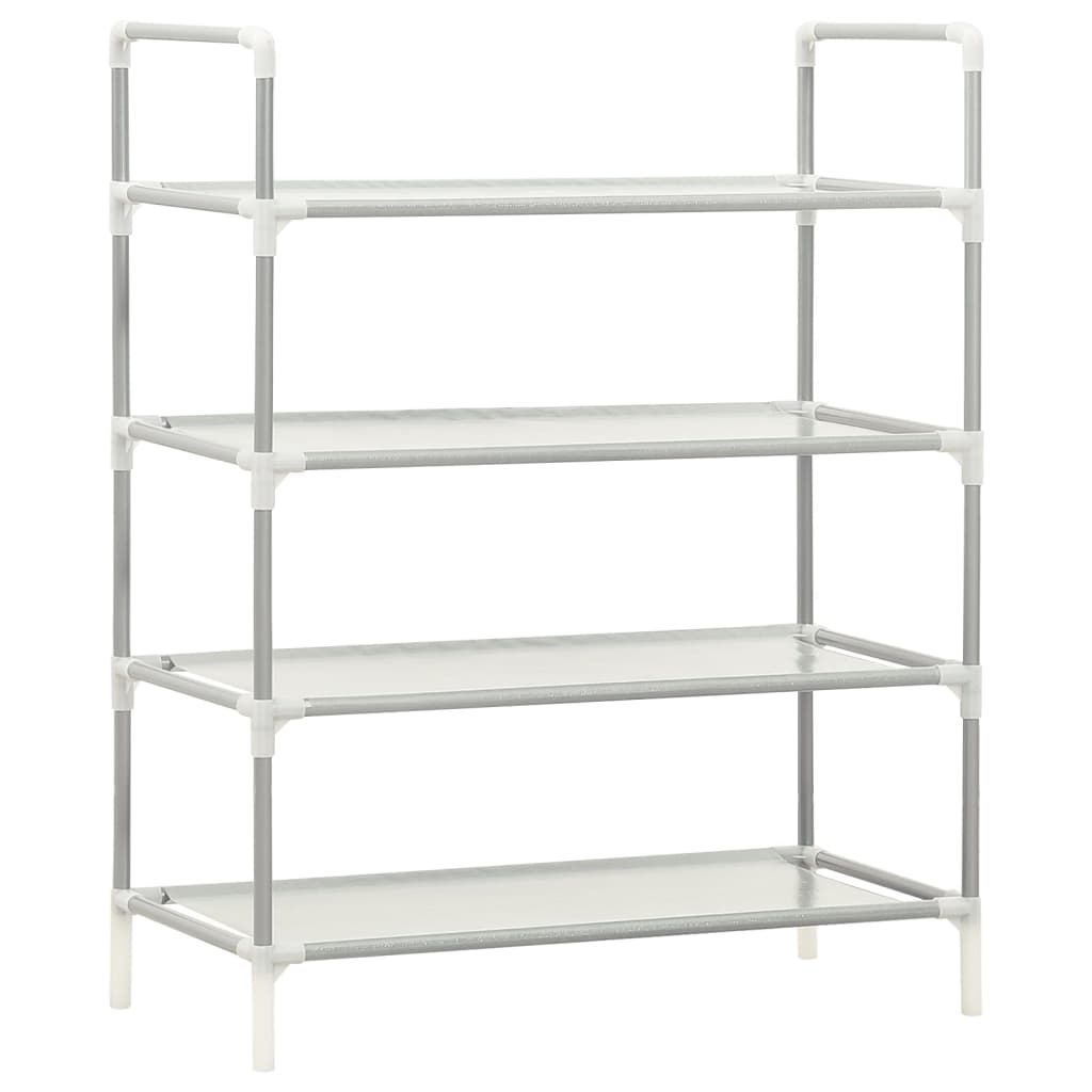 Étagère à chaussures à 4 étagères en métal et tissu non tissé, argent