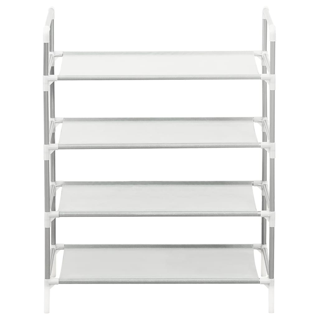 Étagère à chaussures à 4 étagères en métal et tissu non tissé, argent