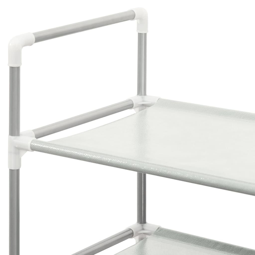 Étagère à chaussures à 4 étagères en métal et tissu non tissé, argent