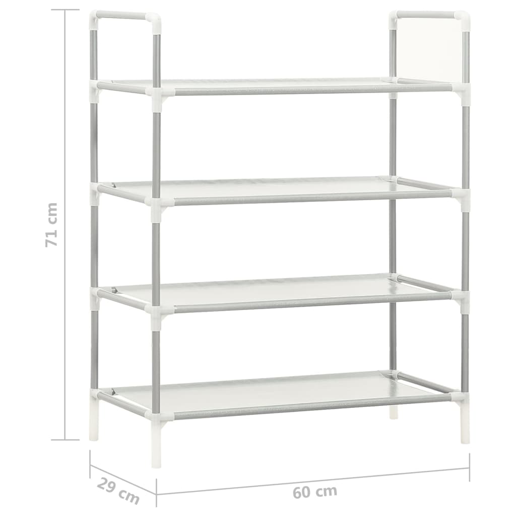Étagère à chaussures à 4 étagères en métal et tissu non tissé, argent