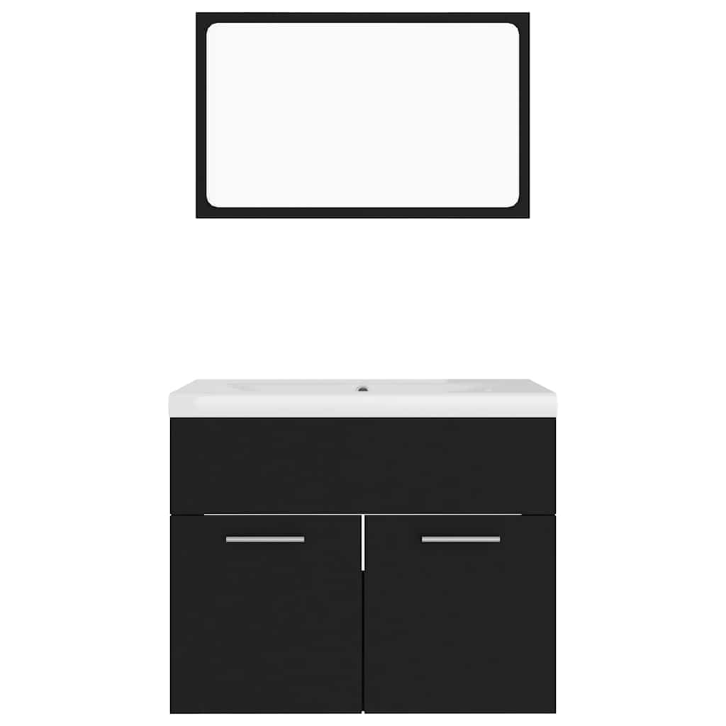 Badmöbel-Set Schwarz Holzwerkstoff