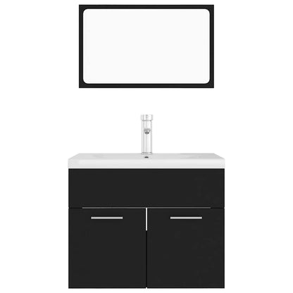 Badmöbel-Set Schwarz Holzwerkstoff