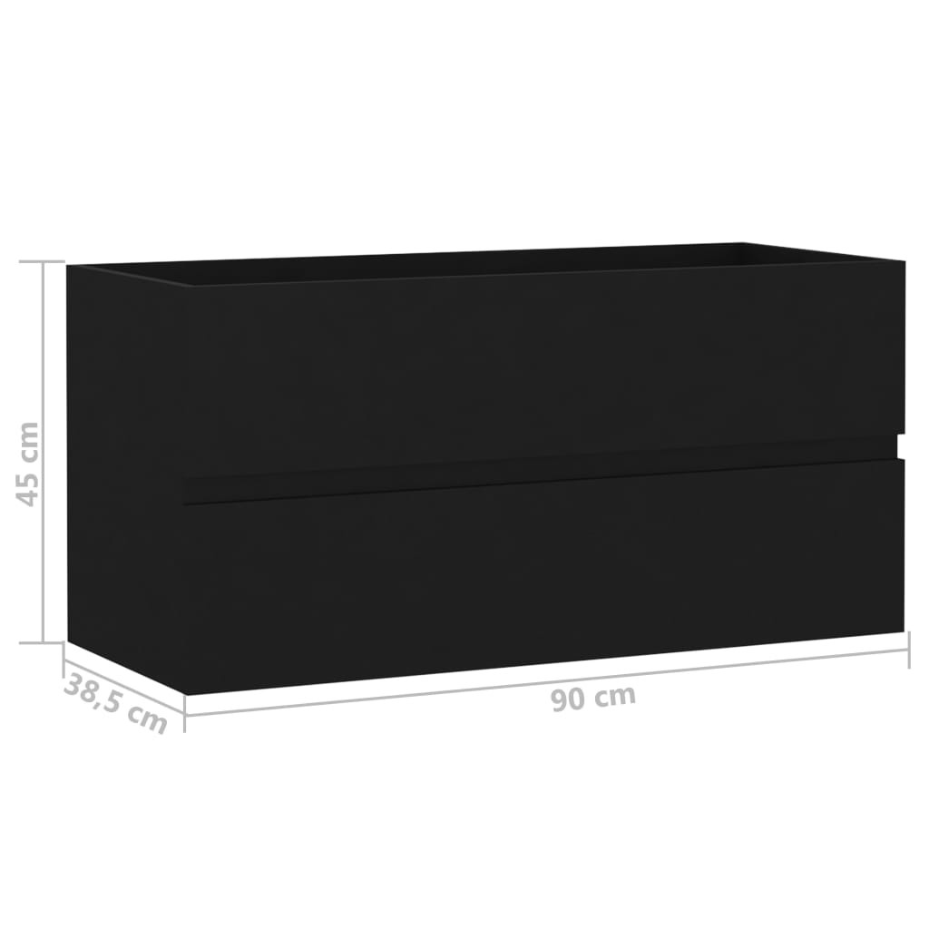 Waschbeckenunterschrank mit Einbaubecken Schwarz Holzwerkstoff