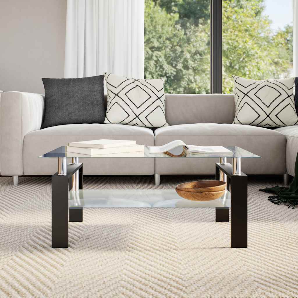 Couchtisch Grau Transparent 95x55x40 cm Hartglas