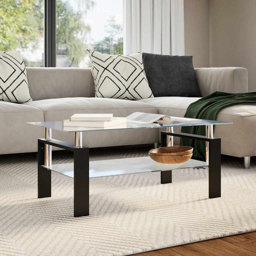 Couchtisch Grau Transparent 95x55x40 cm Hartglas