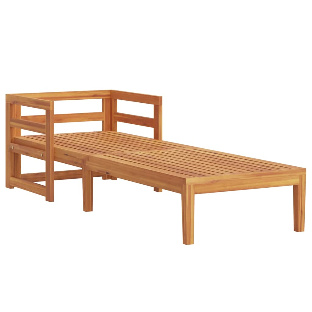 Sonnenliege mit Cremeweißen Kissen Massivholz Akazie